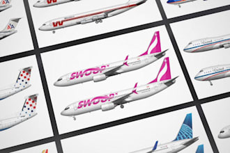 create aircraft livery in vector for airlines, jets, and all airplane models