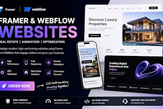 desigh framer graphics real estate animation  webflow optimization build website