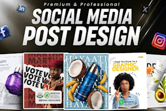 design stunning instagram posts, facebook posts, and carousel graphics