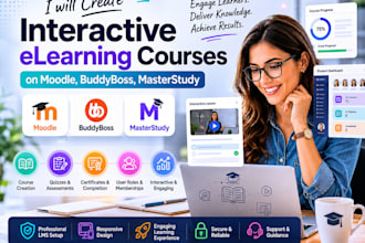create interactive elearning course on moodle, buddyboss, masterstudy