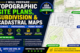 design autocad survey conversion, land survey cad, survey drafting, topo map cad