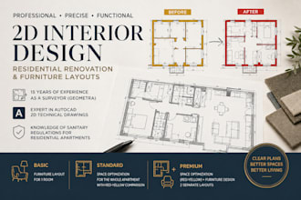 design 2d floor plan for optimize spaces and interior design