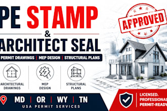 licensed engineering drawing, architect stamp, mep for maryland, oregon, wy, tn