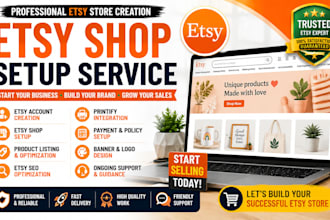 create etsy seller account, etsy store setup, etsy shop creation and etsy SEO