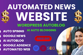 create ai wordpress autoblog or autopilot automated news website with SEO setup