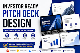 design a professional investor pitch deck for startups and fundraising