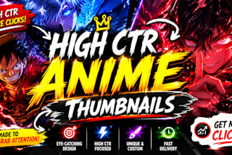 design high CTR anime youtube thumbnails