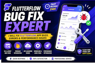 debug and fix flutterflow app for bugs, and API issue