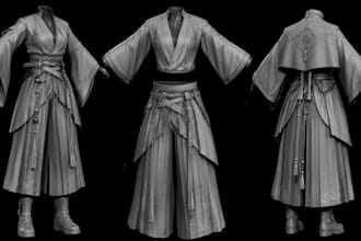 create realistic 3d second life clothing garment, mesh outfits and accessories