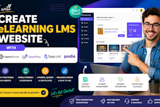 create elearning lms website with learnworlds, learnpress, tutorlms, podia