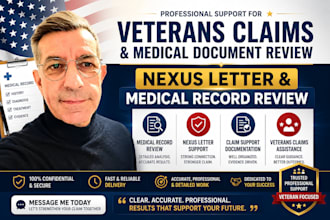 review medical records and organize VA disability claim evidence for veterans