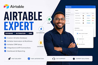 build airtable database, airtable automation, airtable CRM and workflow system