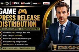 write game press release distribution indie game promotion seo backlinks expert