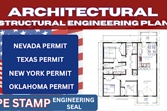 texas nevada new york oklahoma pe stamp archtectural plans structural drawing
