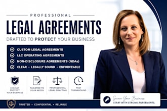 draft nda, service agreement, partnership agreement and legal contracts