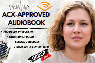 be your audible acx audiobook narrator, female voice over for elearning, podcast