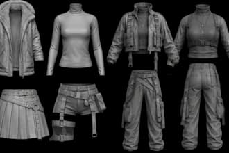 design custom 3d second life mesh outfits with textures and rigging