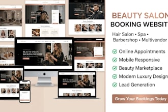 beauty hair salon booking website babershop, spa appointment multivendor website