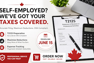 prepare t2125 self employed tax return and maximize cra deductions