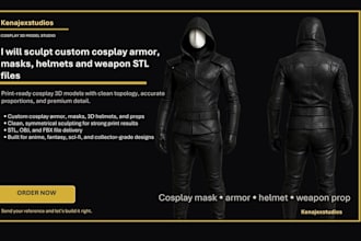 custom cosplay creation wearable armor mask helmet weapon 3d printing stl files