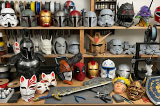 3d print and paint custom cosplay mask, helmet mask armor and prop and ship