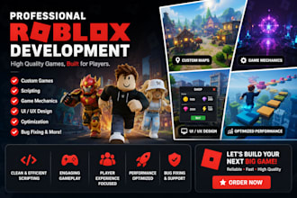 script a full roblox game, make custom scripts or fix bugs