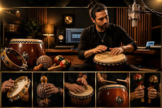 record live tambourine, shakers, djembe, taiko and maracas for your track