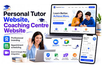 build personal tutor website, online booking system coaching centre website