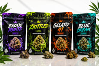 custom weed pouch mylar bag packaging design