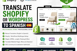 translate and create a multilingual wordpress website for ecommerce shopify zid