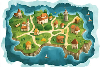 illustrate 2d vector map, city map, rv park campground