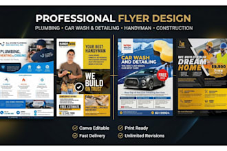 design laundry car wash flyer, real estate flyer, plumbing flyer medical service