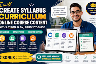 create syllabus curriculum online course content with lesson plan, product guide