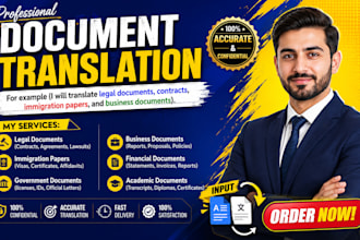 translate legal documents, contracts, immigration papers, and business documents