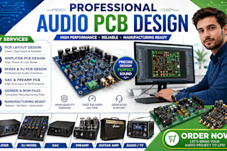 do audio pcb design for amplifier, mixer, dac, preamp, guitar amp, pa, radio
