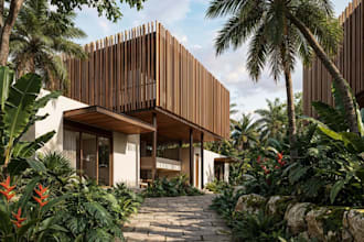 rebuild 3d home outdoor,spatial layout,virtual tour,d5 render,green roof,pathway