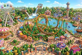 design 3d amusement park, water park resorts, playground design exterior design