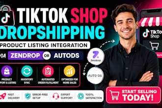 setup tiktok shop dropshipping product listing integration via zendrop autods