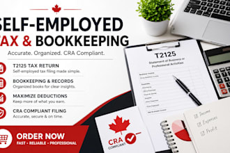 file canada self employed tax return t2125 bookkeeping cra filing
