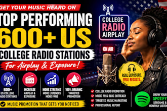 promote your music to top targeted US college radio djs and stations for airplay