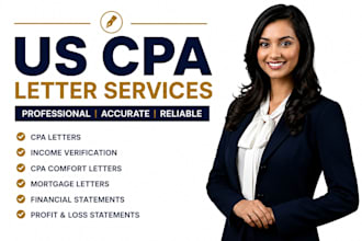 provide US CPA letter, CPA comfort letter, income verification letter