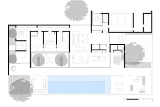 design modern luxury villa, floor plan, architectural rendering and walkthrough