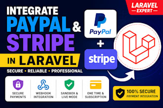 fix or integrate paypal and stripe in laravel professionally