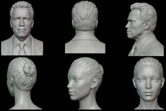 sculpt realistic 3d head model 3d head bust and face sculpt for 3d printing