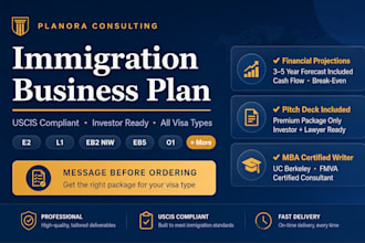 write a professional immigration business plan for e2, l1 and eb2 niw visa