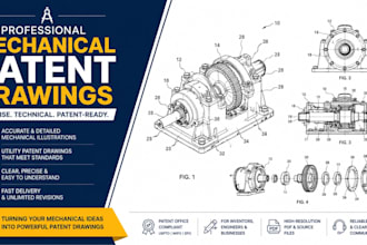 create mechanical patent drawings and technical illustrations