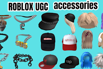 make roblox ugc accessories, custom chain, shoe, cap, backpack, game asset