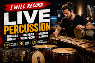 record live timbales bodhrán darbuka timpani vibraphone and marimba for you trac