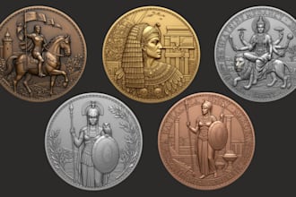 sculpt realistic 3d coin model bas relief medallion coin stl file for 3d print