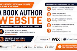 book author website business ebook website author web page landing page seo
